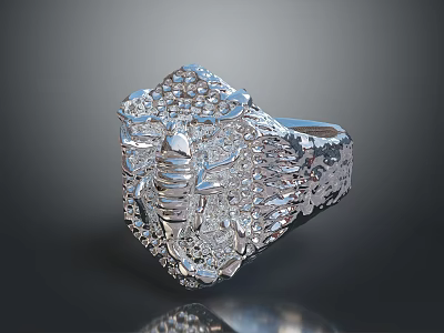Elegant Silver Fashion Ring With Intricate Patterns And Diamond Inlaid Design 3d model