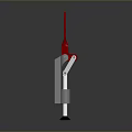 Red And Silver Metal Weapon With Long Red Barrel And Black Base Structure