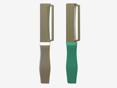 Two Different Colored Handheld Tools With Brown And Green Handles And Metal Blades 3d model