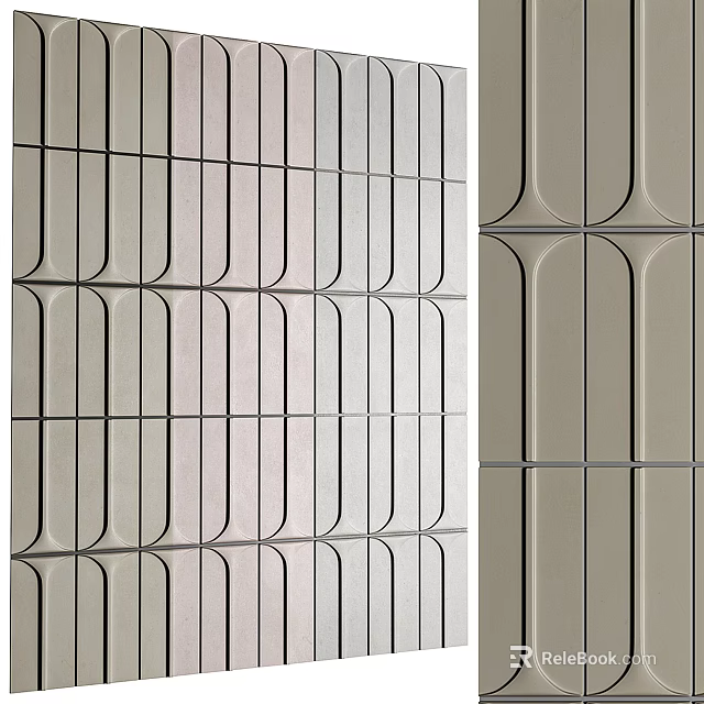 Decorative Wall Panels Featuring Modern Geometric Patterns And Neutral Color Tones 3d model 