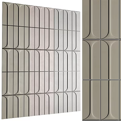 Decorative Wall Panels Featuring Modern Geometric Patterns And Neutral Color Tones 3d model
