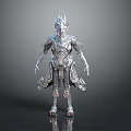 Futuristic Silver Armored Character 3D Model With Intricate Biomechanical Creature Design Features 3d model
