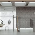 Modern Minimalist Clothing Store Interior Design With Grey Wall Clothing Racks And Clear Chairs