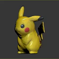 Yellow Pikachu Toy with Black Ear Tips Red Cheeks and Standing Pose 3d model