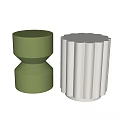 Modern West Elm Side Table Combination Coffee Table Corner Table Stool 3d model