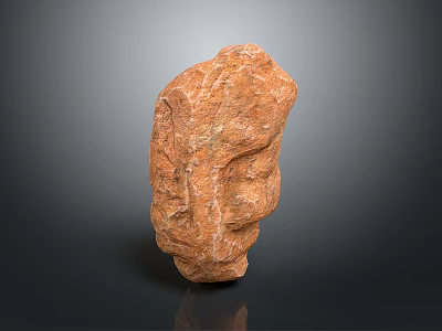 Natural Orange Red Stone With Rough Texture And Black Background Reflection 3d model