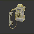Vintage Rotary Dial Telephone With Metal Body Handset And Coiled Cord