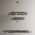 Modern Multi Layer Glass Chandelier with Metal Frame and Transparent Decorative Elements