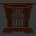 Ornate Traditional Wooden Table With Carved Legs And Gold Trim Accents