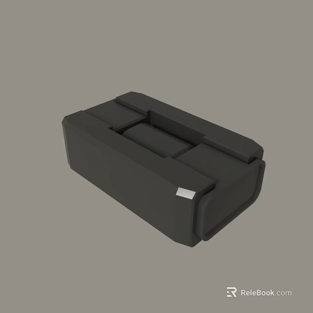Modern Black Rectangular Device With Compartments And White Label Feature 3d model 