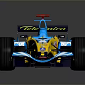 Formula 1 Race Car With Blue And Yellow Stylish Graphics And Aerodynamic Design