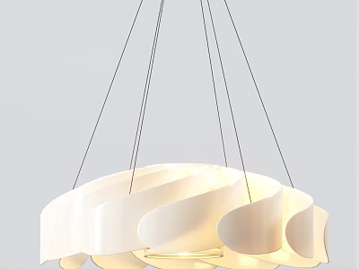 Modern White Wave Shaped Chandelier With Hanging Structure And Soft Glow 3d model