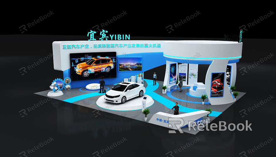 Modern Blue Technology Booth Exhibition Exhibition Hall Exhibition Booth Exhibition Culture and Travel Booth Temporary Exhibition model