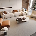 Modern Multi-person Sofa Coffee Table Combination Caterpillar Sofa Floor Lamp Side Table 3d model