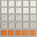 Various Colored Switch Panels With Different Designs Neatly Arranged On