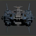 Futuristic Spaceship 3D Model With Metallic Blue Exterior And Glowing Details