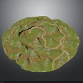 Wood Stone Terrain Model With Winding Path Green Brown Textured Surface 3d model