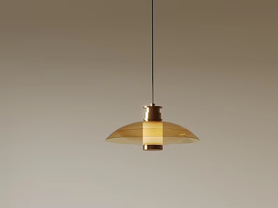 Modern Gold Pendant Light With Glass Shade Suspended Against Neutral Background 3d model