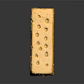 Golden Yellow Rectangular Biscuit with Holes on Surface Placed on Black Background with Reflection 3d model