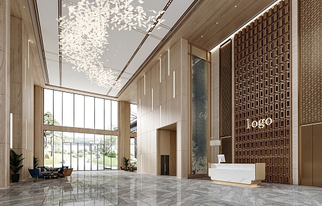 Modern Hotel Lobby 3d model