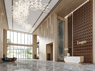 Modern Hotel Lobby 3d model