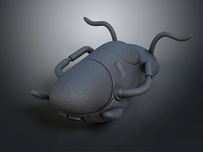 Gray Textured 3D Model Creature With Multiple Curved Limbs And Smooth Body 3d model