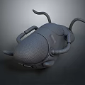 Gray Textured 3D Model Creature With Multiple Curved Limbs And Smooth Body