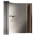Modern Minimalist Wall Paneling Design With Gray Textured Surface And Wooden Accent