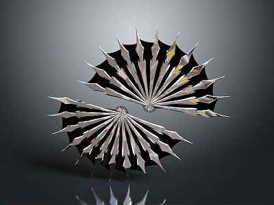 Modern Fan Shaped Decorative Household Item With Black And White Metallic Structure 3d model