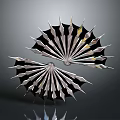 Modern Fan Shaped Decorative Household Item With Black And White Metallic Structure