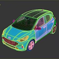 Blue Hyundai Compact Car With Black Roof And Stylish Black Wheels