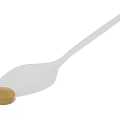 Delicious Yellow Sauce Dripping From White Plastic Spoon In Food Close Up