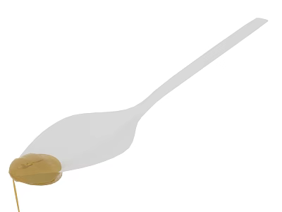 Delicious Yellow Sauce Dripping From White Plastic Spoon In Food Close Up 3d model