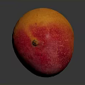 Fresh Ripe Mango With Red Orange Gradient Color Shiny Surface On Gray Background
