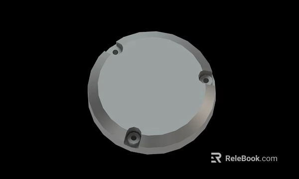 Round Gray Metal Component With Three Screw Holes And Smooth Surface 3d model 