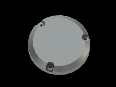 Round Gray Metal Component With Three Screw Holes And Smooth Surface 3d model