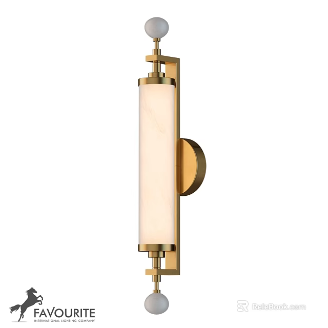 Elegant Modern Brass Wall Lamp With White Shade And Minimalist Design 3d model 