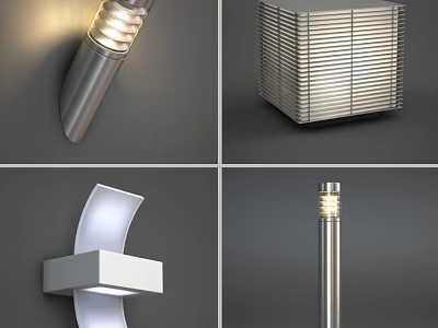 Modern Lighting Combinations Featuring Wall Sconces Square Fixtures Curved Designs And Column Lamps 3d model