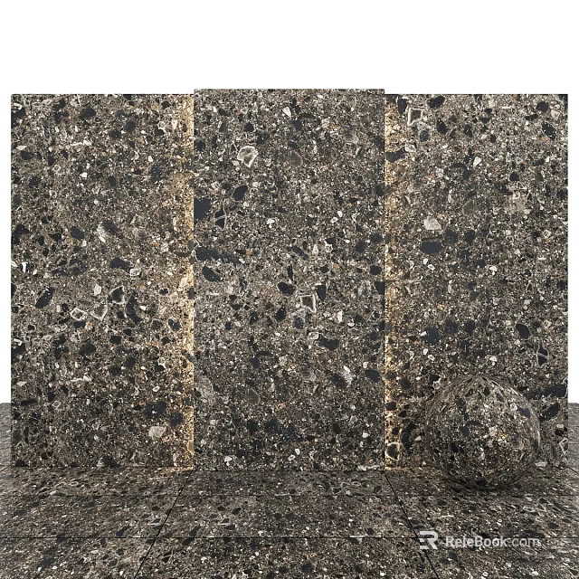 Terrazzo Panel Components With Three Piece Design Speckled Texture And Decorative Sphere 3d model 