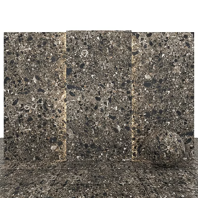 Terrazzo Panel Components With Three Piece Design Speckled Texture And Decorative Sphere 3d model