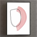 Abstract Painting With Modern Minimal Design Pink Color Block And Black Contour Line Wall Art