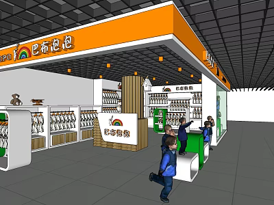 Colorful Bubbles Clothing Store Interior With Shelves Clothing Items And Kids Shopping 3d model