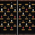 Wine Bottles and Wine Glasses Arranged on Black and Gold Display Shelves with Marble Countertop