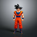 3D Dragon Ball Character Model With Orange Outfit Blue Belt And Black Hair