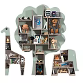 Creative Tree And Giraffe Shaped Bookcase With Toys Books And Decorations