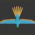 Vibrant 3D Parrot Flying With Blue Yellow Wings Green Head And Yellow Tail