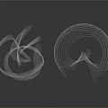 Transparent Glass Sculptures With Spiral Shapes On Black Background And Reflective Surfaces