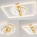 Modern Golden Ceiling Light with Circular Design Transparent Panel and Illuminated Effect 3d model