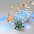 Creative Milk Themed Photo Spot With Circular Frames Blue Water And Plants