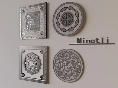 Minotli Decorative Floor Tiles With Square And Round Intricate Traditional Patterns 3d model